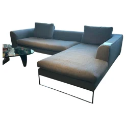 Lounge Sofa Mell Stoff 9131 Anthrazit Gestell M20 Schwarz Lackiert Inklusive Kissen Und Rolle