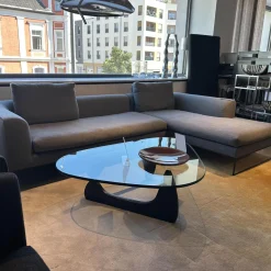 Lounge Sofa Mell Stoff 9131 Anthrazit Gestell M20 Schwarz Lackiert Inklusive Kissen Und Rolle