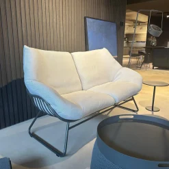 Lounge Sofa XL Chill Stoff Diamond Calcutta White Grey Weiß Grau Gestell Aluminium Anthracite Anthrazit