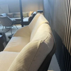 Lounge Sofa XL Chill Stoff Diamond Calcutta White Grey Weiß Grau Gestell Aluminium Anthracite Anthrazit