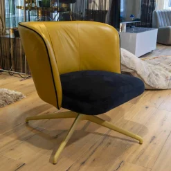 Loungesessel Gaia Casual Lounge Schwarzer Velour Leder Gelb