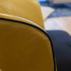 Loungesessel Gaia Casual Lounge Schwarzer Velour Leder Gelb