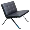 Loungesessel Leder Schwarz Gestell Chrom