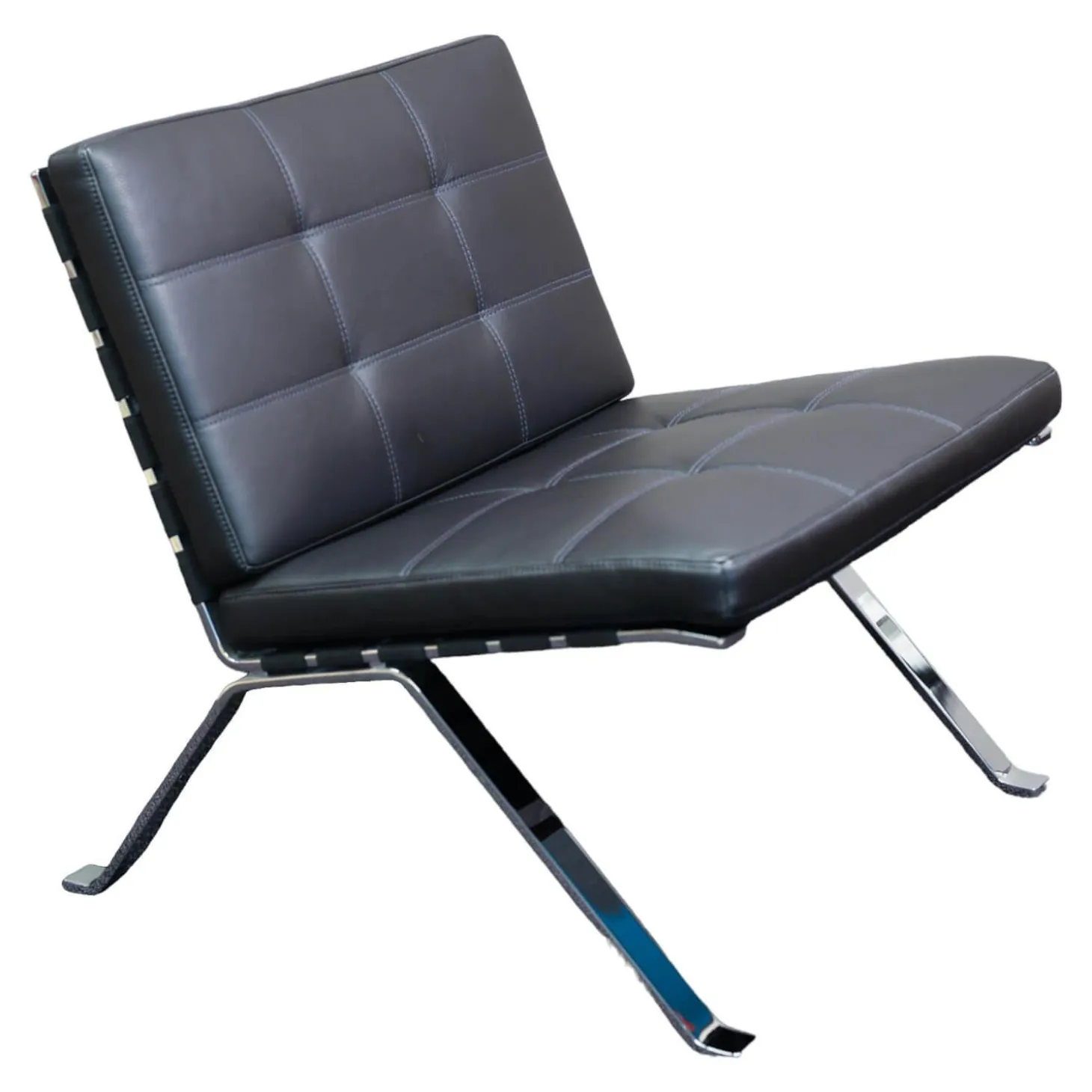 Loungesessel Leder Schwarz Gestell Chrom