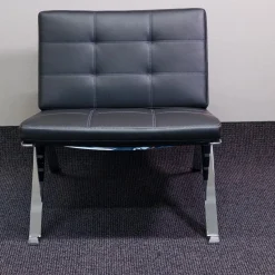 Loungesessel Leder Schwarz Gestell Chrom