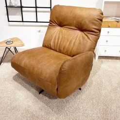 Loungesessel Lovere Naturleder Nevada Whiskey Braun Sternfuß Metall Schwarz Beschichtet