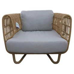 Loungesessel Nest Stoff Natte Light Grey Gestell Faser Natural