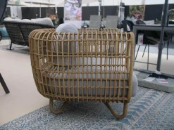 Loungesessel Nest Stoff Natte Light Grey Gestell Faser Natural