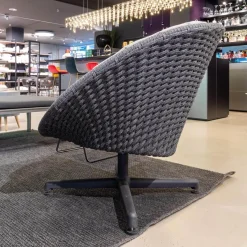 Loungesessel Peacock Soft Rope Geflecht Dark Grey Grau Gestell Aluminium Dark Grey Grau Drehbar Inklusive Kissensatz Light Grey Grau