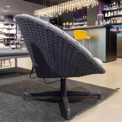 Loungesessel Peacock Soft Rope Geflecht Dark Grey Grau Gestell Aluminium Dark Grey Grau Drehbar Inklusive Kissensatz Light Grey Grau