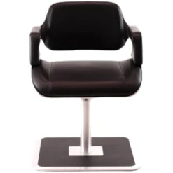 Loungesessel 810S Silver Leder Premium Schwarz Gestell Metall Gebürstet