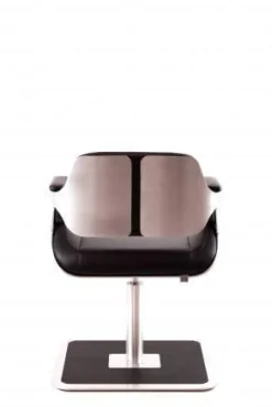 Loungesessel 810S Silver Leder Premium Schwarz Gestell Metall Gebürstet