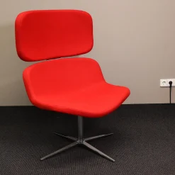 Loungesessel W-Lounge Chair 3 Stoff Rot Kreuzfuß Chrom