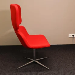 Loungesessel W-Lounge Chair 3 Stoff Rot Kreuzfuß Chrom