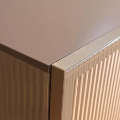 Lowboard Canaletto Klapptüren Klarglas K5 Korpus Lack Bleigrau Seidenmatt Grau