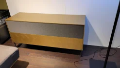 Lowboard Gold Gebürstet Lochblechklappe Onyxgrau Füße Metall Schwarz