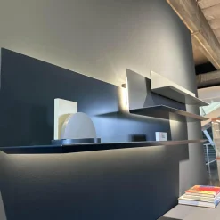 Lowboard Jorel Mattglas T83 Navy Und 82 Atlantic Inklusive Wandregal Lilu Und Beleuchtung