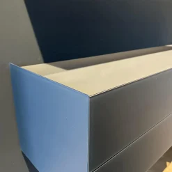 Lowboard Jorel Mattglas T83 Navy Und 82 Atlantic Inklusive Wandregal Lilu Und Beleuchtung