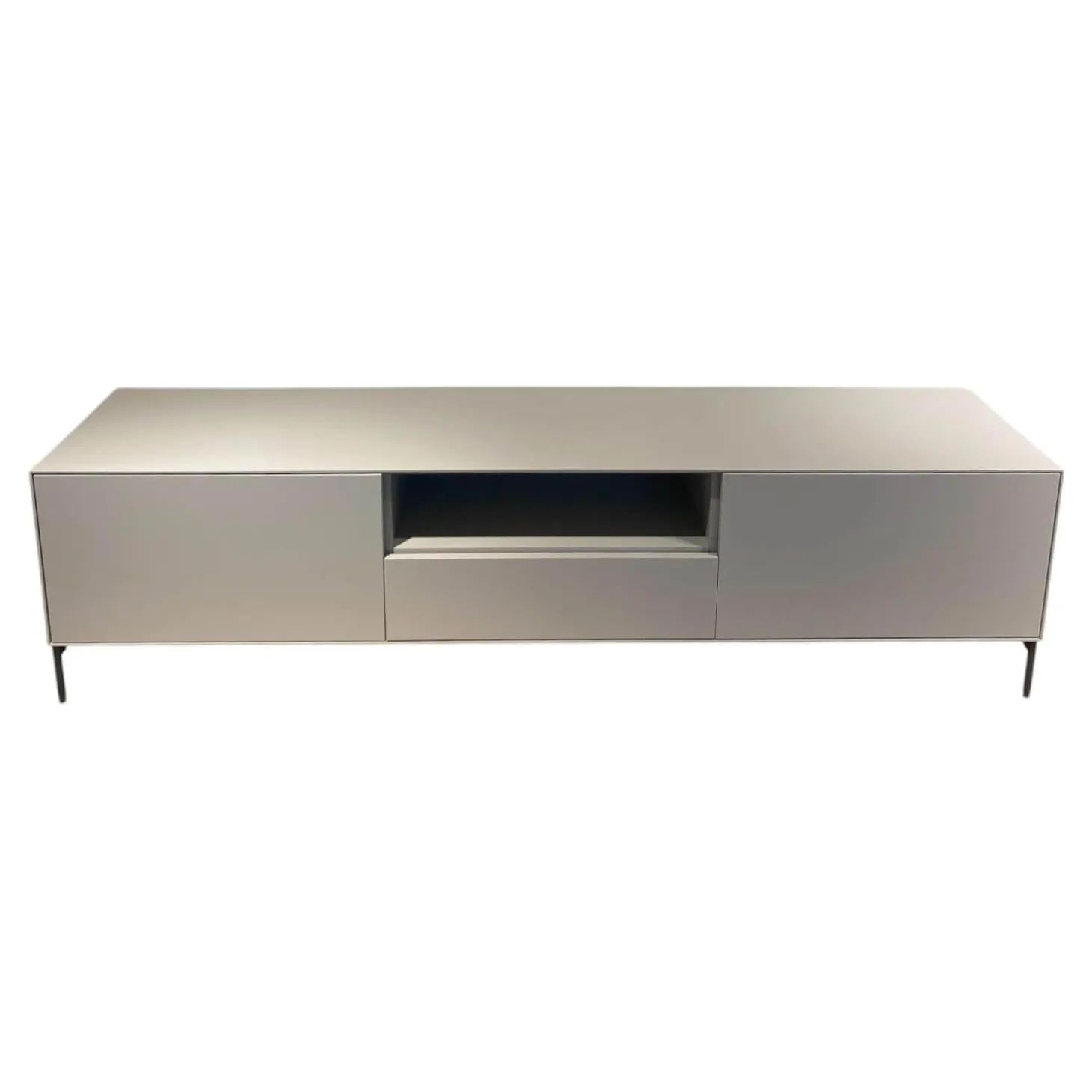 Lowboard Lauki Lack Graphit Hellgrau Beine Metall Schwarz