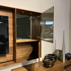 Lowboard Lux Nussbaum Geölt Glas mit Hängeschrank