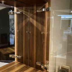 Lowboard Lux Nussbaum Geölt Glas mit Hängeschrank