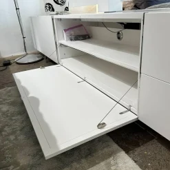 Lowboard Matrix Leder Weiß 13 Inklusive TV Einsatz Mit Kadelabdeckung