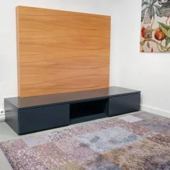 Lowboard Optima Lack Anthrazit 25 TV-Paneel Kernbuche Natur Lackiert