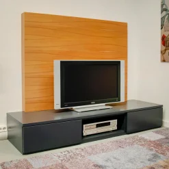 Lowboard Optima Lack Anthrazit 25 TV-Paneel Kernbuche Natur Lackiert
