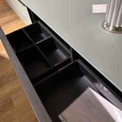 Lowboard Scala Lack Anthrazit Und Grau Metallgestell Schwarz Inklusive Beleuchtung