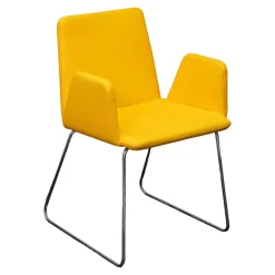 Mehrzweckstuhl Pepe Filzbezug Gelb Kufengestell Verchromt