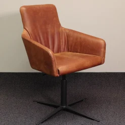 Mehrzweckstuhl W-Cube 1 Leder Braun V99 Gestell Aluminium Schwarz