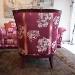 Modell Lara Sofa 2,5 sitzig, Sessel, Beistellsessel Modell Broadway Bezug grauviolett florence 1026 115 Keder Dinamica 112 Massivholfüße lackiert