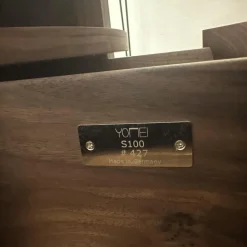 Nachtkonsole S100 Korpus Leder Taupe Beige Front Und Schublade Nussbaum