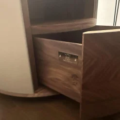 Nachtkonsole S100 Korpus Leder Taupe Beige Front Und Schublade Nussbaum