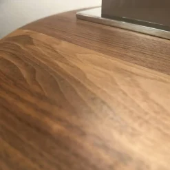 Nachtschrank S100 Korpus Leder Taupe Beige Front Und Schubladen Nussbaum