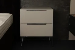 Nachttisch Mell Mattlack M17 Sand Beige Weiß Gestell Chrom Mit 2 Schubladen