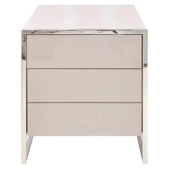 Nachttisch Smart Pantex Taupe Gestell Edelstahl Poliert