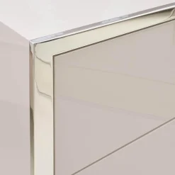 Nachttisch Smart Pantex Taupe Gestell Edelstahl Poliert