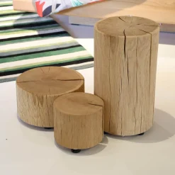 Naturholzzylinder Eiche Silber Dreiteilig