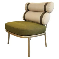 Outdoor Clubsessel Roll Bezug Sitzkissen Stoff Dedar Lam 288 Grün Gestell Aluminium Galena 105