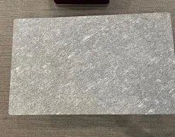 Outdoor Coffee Table Zefiro Platte Stein Silbergneis Grau Gestell Aluminium Matt Gebürstet