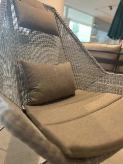 Outdoor Highbacksessel Breeze Fasergeflecht Grau Stahlgestell Grau Verzinkt