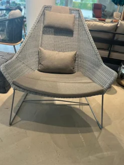 Outdoor Highbacksessel Breeze Fasergeflecht Grau Stahlgestell Grau Verzinkt