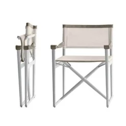 Outdoor Klappstuhl Mirto Stoff 2445102 Stige Weiß Natur Gestell 0186V Weiß Lackiert