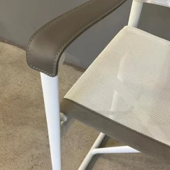 Outdoor Klappstuhl Mirto Stoff 2445102 Stige Weiß Natur Gestell 0186V Weiß Lackiert