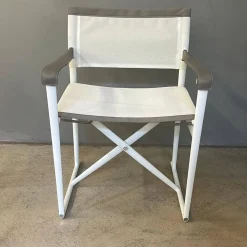 Outdoor Klappstuhl Mirto Stoff 2445102 Stige Weiß Natur Gestell 0186V Weiß Lackiert