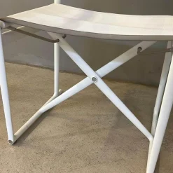 Outdoor Klappstuhl Mirto Stoff 2445102 Stige Weiß Natur Gestell 0186V Weiß Lackiert