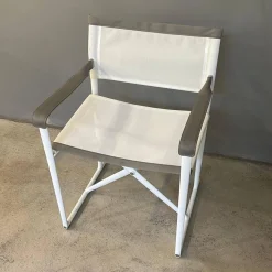 Outdoor Klappstuhl Mirto Stoff 2445102 Stige Weiß Natur Gestell 0186V Weiß Lackiert