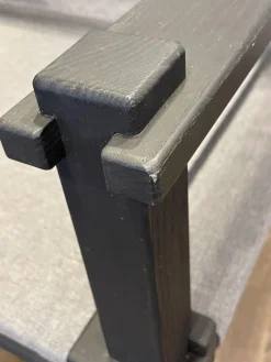 Outdoor Sessel Farmer Stoff Mittelgrau Gestell Und Füße Massivholz Schwarz Geölt Mit Hocker