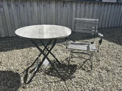 Outdoor Set Classic Holz Teak Grau Gestell Metall Dunkelgrün Schwarz Lackiert